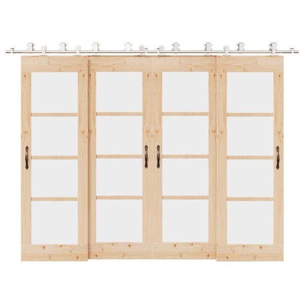 vidaXL Sada př&iacute;slu&scaron;enstv&iacute; pro posuvn&eacute; dveře 366 cm nerez ocel stř&iacute;brn&aacute;