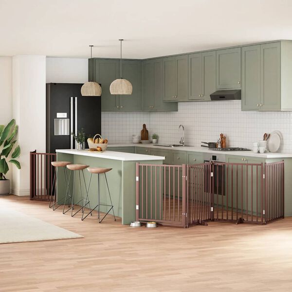 vidaXL Z&aacute;brana pro psy s dv&iacute;řky skl&aacute;dac&iacute; 10 panelů hněd&aacute; 800 cm topol