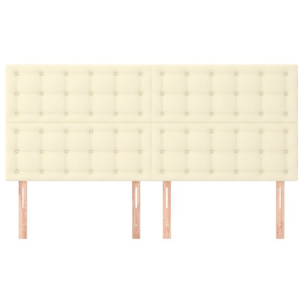 vidaXL Čelo postele kr&eacute;mov&eacute; 180x5x118/128 cm uměl&aacute; kůže