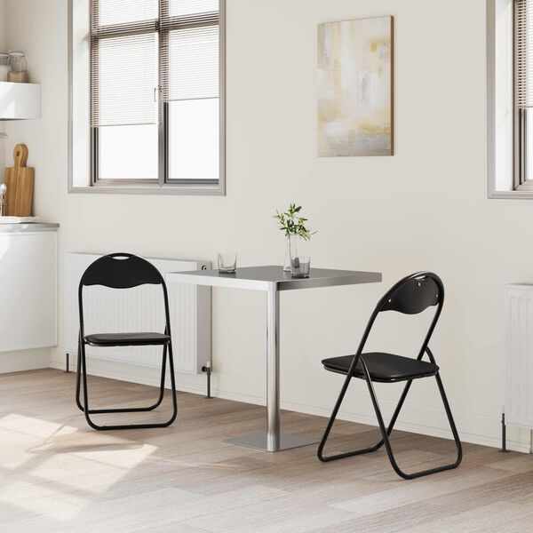 vidaXL Skl&aacute;dac&iacute; židle 2 pcs Čern&yacute; 48 x 43,5 x 81 cm Uměl&aacute; kůže