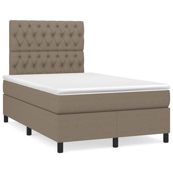 vidaXL Box spring postel s matrac&iacute; a LED taupe 120x190 cm textil