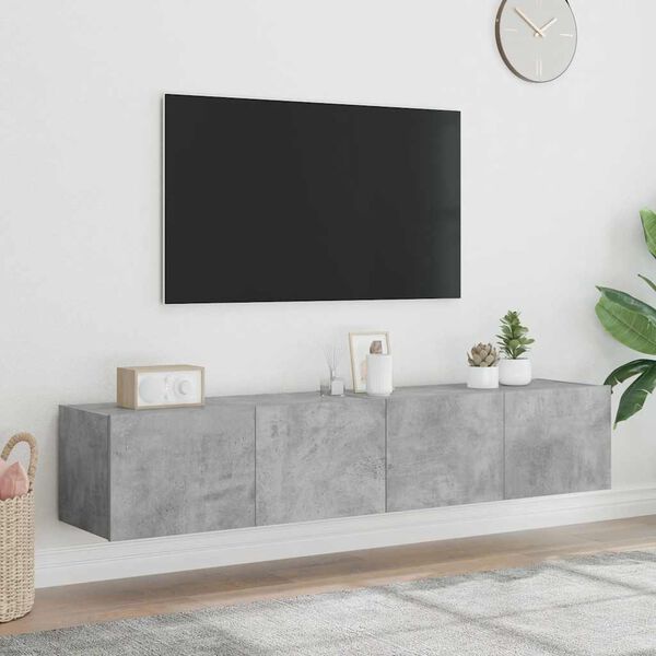 vidaXL Nástěnné TV skříňky s LED 2 ks betonově šedé 80 x 35 x 31 cm