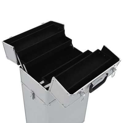 vidaXL Kosmetický kufřík na kolečkách hliník stříbrný