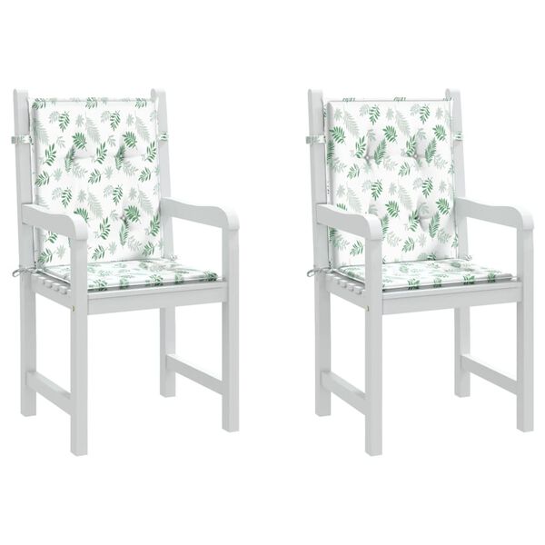 vidaXL Podu&scaron;ky na židli s n&iacute;zk&yacute;m opěradlem 2 ks vzor listů textil