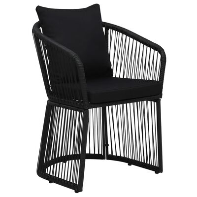 vidaXL Zahradní židle 2 ks s poduškami a polštáři PVC ratan černé