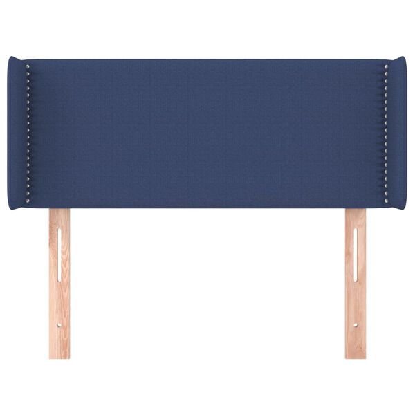 vidaXL Čelo postele typu u&scaron;&aacute;k modr&eacute; 103 x 16 x 78/88 cm textil