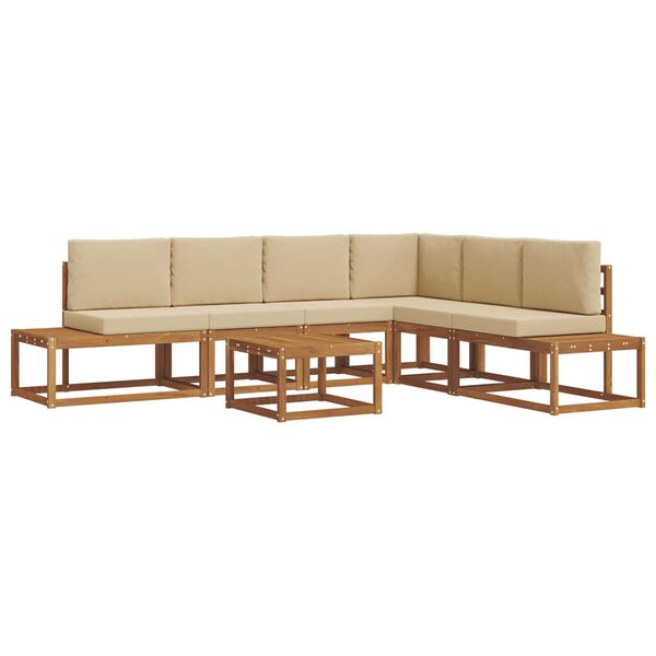 vidaXL Venkovn&iacute; pohovkov&aacute; souprava 7 Kus Přirozen&aacute; a B&eacute;žov&aacute;