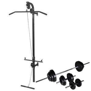 vidaXL N&aacute;stěnn&aacute; posilovac&iacute; věž se sadou činek 30,5 kg