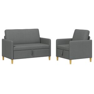 vidaXL Sedačka se storage 2 ks Tmavě &scaron;ed&aacute; Polyester