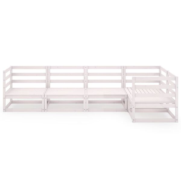 vidaXL 5d&iacute;ln&aacute; zahradn&iacute; sedac&iacute; souprava b&iacute;l&aacute; masivn&iacute; borovice