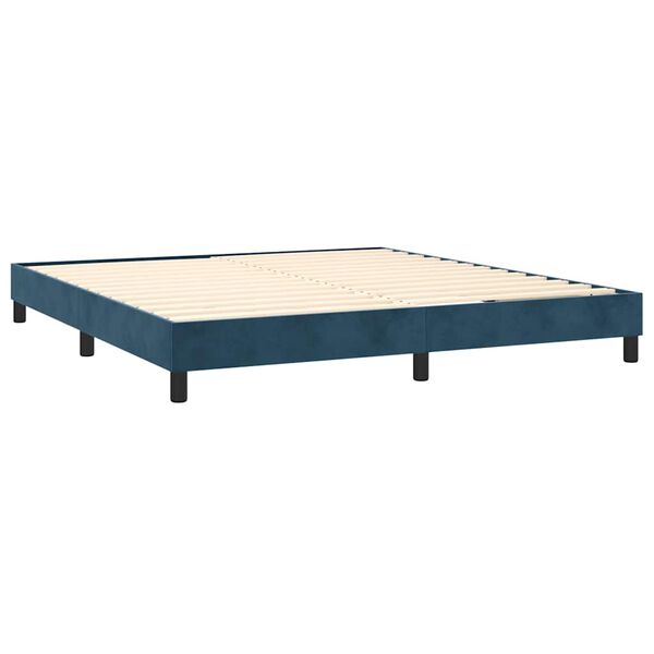 vidaXL Box spring postel s matrac&iacute; tmavě modr&aacute; 160x200 cm samet