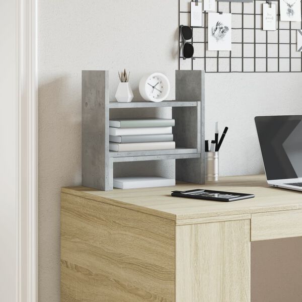 vidaXL Stoln&iacute; organiz&eacute;r betonově &scaron;ed&yacute; 38,5x17x39 cm kompozitn&iacute; dřevo