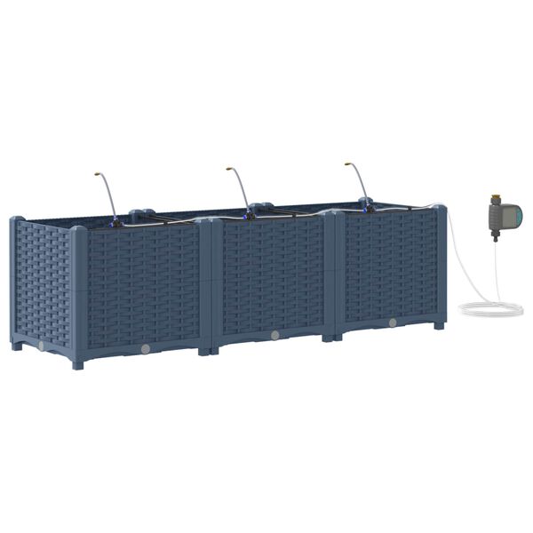 vidaXL Zahradn&iacute; pěstebn&iacute;k 3 pcs &Scaron;ed&yacute; 120 x 40 x 37,5 cm Plast