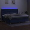 vidaXL Box spring postel s matrac&iacute; a LED modr&aacute; 200x200 cm textil