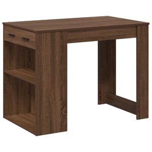 vidaXL Psac&iacute; stůl se z&aacute;suvkou a polic&iacute; hněd&yacute; dub 102x62x77,5 cm