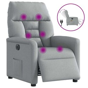 vidaXL Elektrick&eacute; mas&aacute;žn&iacute; polohovac&iacute; křeslo světle &scaron;ed&eacute; textil