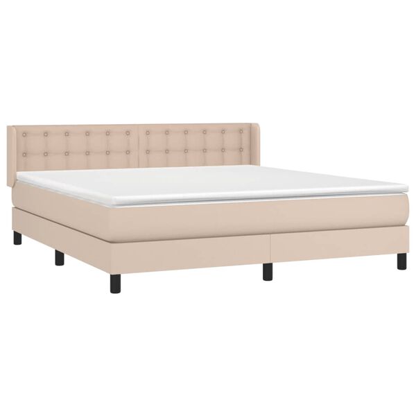 vidaXL Box spring postel s matrac&iacute; cappuccino 160x200 cm uměl&aacute; kůže