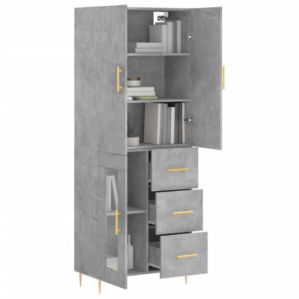 vidaXL Skř&iacute;ň highboard betonově &scaron;ed&aacute; 69,5x34x180 cm kompozitn&iacute; dřevo