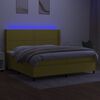 vidaXL Box spring postel s matrac&iacute; a LED zelen&aacute; 200x200 cm textil