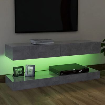 vidaXL TV skříňka s LED osvětlením betonově šedá 120 x 35 cm