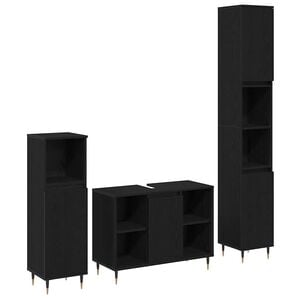 vidaXL Sada koupelnov&eacute;ho n&aacute;bytku 3 pcs Čern&yacute; dub kompozitn&iacute; dřevo