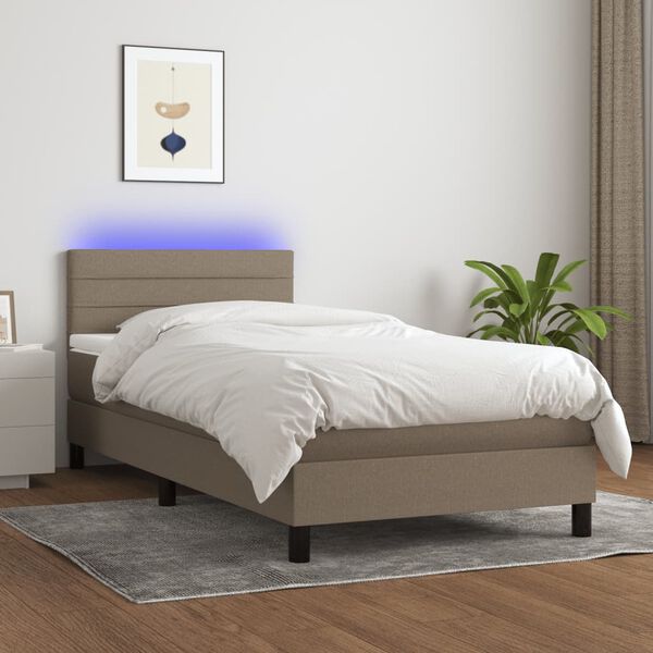 vidaXL Box spring postel s matrac&iacute; a LED taupe 80 x 200 cm textil