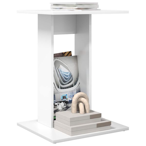 vidaXL Bočn&iacute; stůl B&iacute;l&aacute; 45 x 40 x 62,5 cm kompozitn&iacute; dřevo