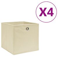 vidaXL Úložné boxy 4 ks netkaná textilie 28 x 28 x 28 cm krémové