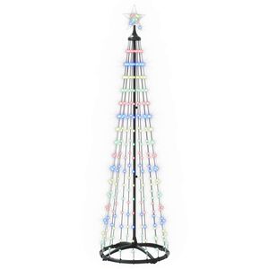 vidaXL LED kuželov&yacute; v&aacute;nočn&iacute; stromek 180 cm 250 LED V&iacute;cebarevn&aacute; Ocel