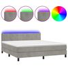vidaXL Box spring postel s matrac&iacute; a LED světle &scaron;ed&aacute; 180x200 cm samet