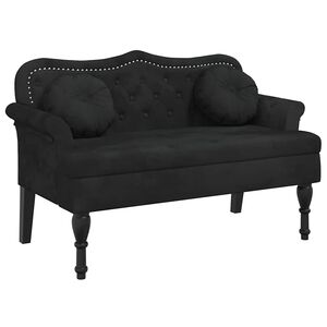 vidaXL Lavice s pol&scaron;t&aacute;ři čern&aacute; 120,5 x 65 x 75 cm samet
