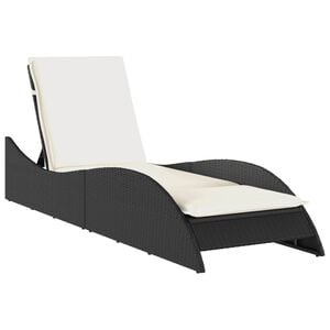 vidaXL Zahradn&iacute; leh&aacute;tko s podu&scaron;kou čern&eacute; 60 x 205 x 73 cm polyratan