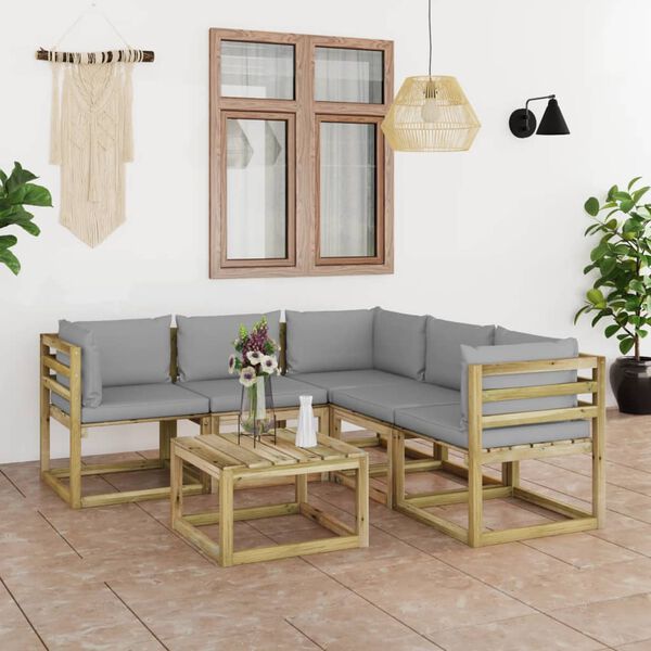 vidaXL 6d&iacute;ln&aacute; zahradn&iacute; sedac&iacute; souprava s &scaron;ed&yacute;mi podu&scaron;kami