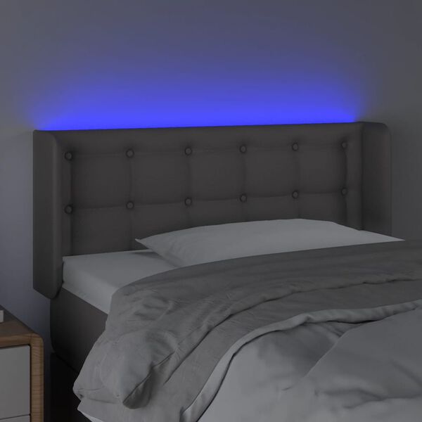 vidaXL Čelo postele s LED šedé 83 x 16 x 78/88 cm umělá kůže