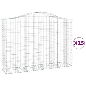 vidaXL Klenut&eacute; gabionov&eacute; ko&scaron;e 15ks 200x50x140/160cm pozinkovan&eacute; železo