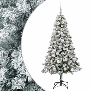vidaXL Uměl&yacute; v&aacute;nočn&iacute; stromek s baňkami 120 cm 150 LED Tepl&aacute; b&iacute;l&aacute;