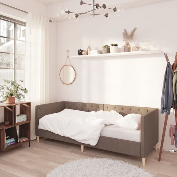 vidaXL V&aacute;lenda s matrac&iacute; a USB taupe textil 90 x 200 cm