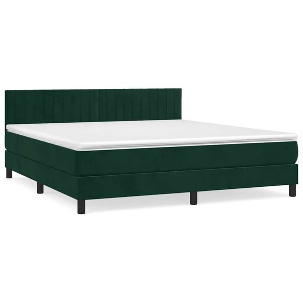 vidaXL Box spring postel s matrac&iacute; tmavě zelen&aacute; 160x200 cm samet