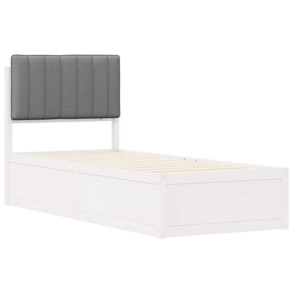 vidaXL R&aacute;m postele s čalouněn&yacute;m čelem s čelo Světle &scaron;ed&aacute; 80 x 200 cm