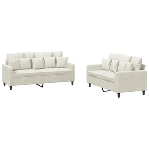 vidaXL 2d&iacute;ln&aacute; sedac&iacute; souprava s podu&scaron;kami kr&eacute;mov&aacute; samet