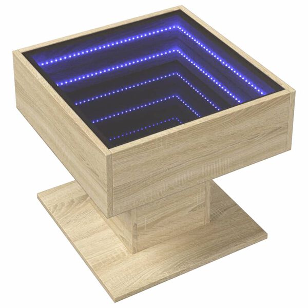 vidaXL Konferenčn&iacute; stolek s LED dub sonoma 50 x 50 x 45 cm kompozit