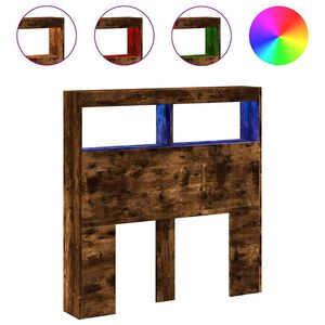 vidaXL Čelo postele s &uacute;ložn&yacute;m prostorem a LED kouřov&yacute; dub 100x17x102cm