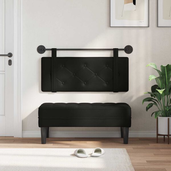 vidaXL Z&aacute;věsn&aacute; čeln&iacute; deska N&aacute;stěnn&yacute; Čern&yacute; 100 cm Uměl&aacute; kůže