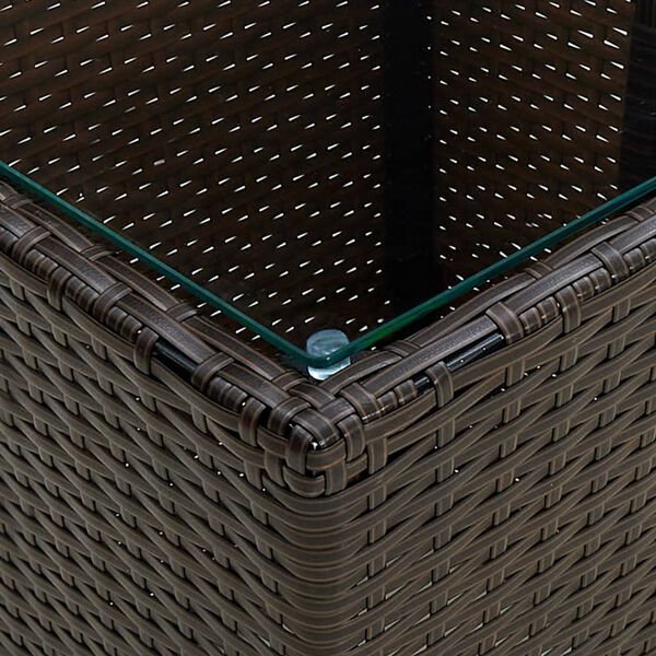 vidaXL Čajový stolek hnědý 41,5x41,5x44 cm polyratan a tvrzené sklo