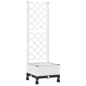 vidaXL Zahradn&iacute; truhl&iacute;k s trel&aacute;ž&iacute; a koly B&iacute;l&aacute; 40 x 40 x 131,5 cm PP
