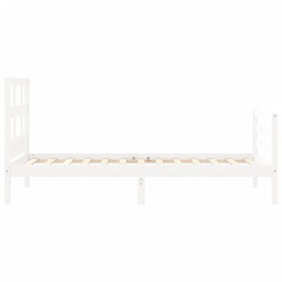 vidaXL Rám postele s čelem bílý Small Single masivní dřevo