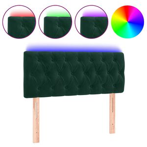 vidaXL Čelo postele s LED tmavě zelen&eacute; 100 x 7 x 78/88 cm samet