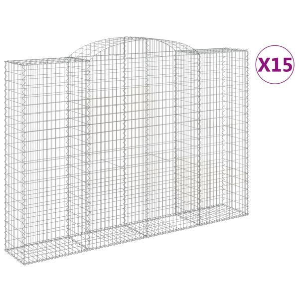 vidaXL Klenut&eacute; gabionov&eacute; ko&scaron;e 15ks 300x50x200/220cm pozinkovan&eacute; železo