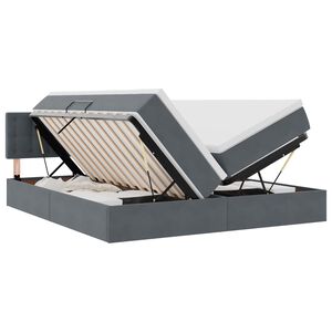 vidaXL Postel s LED p&aacute;sky s čelo Tmavě &scaron;ed&aacute; 180 x 200 cm samet