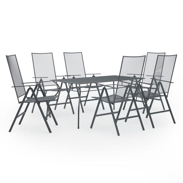 vidaXL 7d&iacute;ln&yacute; zahradn&iacute; j&iacute;deln&iacute; set ocel antracitov&yacute;